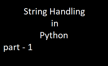 String Handling Part 1